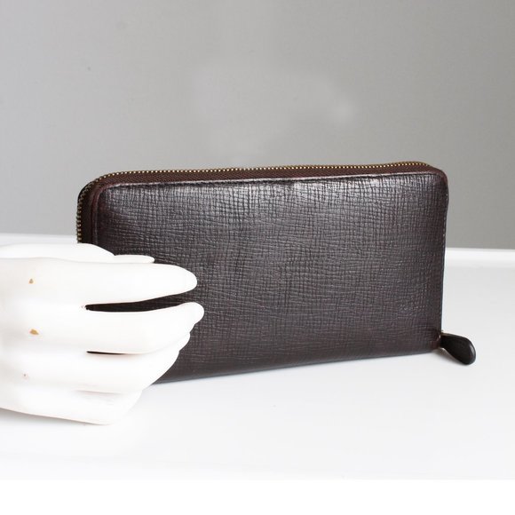 LOEWE Madrid Zippy Wallet Brown Textured Epi Leather Luxury Vintage Rare - Picture 7 of 10